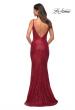 Picture of: Long Stretch Sequin Gown with Low Back in Red, Back Picture