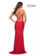 Picture of: Jersey Gown with Bustier Top and Lace Up Back in Red, Back Picture