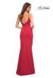 Picture of: Simple Thick Jersey Gown with High Skirt Slit in Red, Back Picture