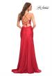 Picture of: Long Jersey Ruched Gown with Dramatic Skirt in Red, Back Picture