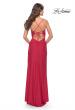 Picture of: Ruched Deep V Dress with Trendy High Slit in Red, Style: 31127, Back Picture