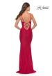 Picture of: Simple Jersey Dress with Low Open Back and Ruched Zipper in Red, Style: 31227, Back Picture