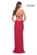 Picture of: Unique Jersey Gown with Front Cut Outs and Criss Cross Straps in Red, Style: 31293, Back Picture
