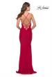 Picture of: Ruched Prom Dress with Sheer Rhinestone Bodice in Red, Style: 31337, Back Picture