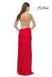 Picture of: Prom Dress with Rhinestone Sheer Bodice and Asymmetrical Skirt in Red, Style: 31537, Back Picture