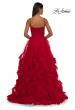Picture of: Ruffle Tulle Dress with Unique Skirt and Illusion Corset Bodice in Red, Style: 32719, Back Picture
