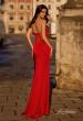 Picture of: Chic Jersey Evening Dress with Rhinestone Neckline in Red , Style 32733, Back Picture