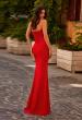 Picture of: Simple Net Jersey Prom Dress with Unique Corset Bodice in Red , Style 32734, Back Picture