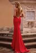Picture of: Ruched Jersey Mermaid Prom Dress with Rhinestone Neckline in Red , Style: 32918, Back Picture