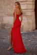 Picture of: Intricately Ruched Strapless Prom Dress with Unique Deep V in Red , Style 32923, Back Picture