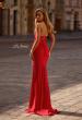 Picture of: Strapless Jersey Dress with Lace Up Back and Rhinestone Neckline in Red , Style 32931, Back Picture