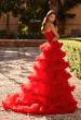 Picture of: Fabulous Tiered Ruffle Skirt Prom Dress with Strapless Top in Red, Style: 33717, Back Picture