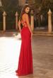 Picture of: Rhinestone Lace Gown with Crisscross Open Back in Red, Style: 33733, Back Picture