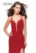 Picture of: Open Strappy Back Long Prom Dress with Deep V in Red, Style: 26023, Detail Picture 1