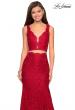 Picture of: Two Piece Lace Prom Dress with Rhinestones in Red, Style: 27302, Detail Picture 1