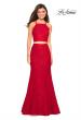 Picture of: Two Piece Stretch Lace Prom Dress with Strappy Back in Red, Style: 27452, Detail Picture 1