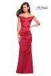 Picture of: Off the Shoulder Form Fitting Dress with Exposed Zipper in Red, Style: 27821, Detail Picture 1