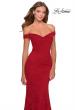 Picture of: Long Off the Shoulder Prom Dress with Lace Up Back in Red, Style: 28545, Detail Picture 1