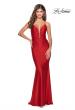 Picture of: Long Prom Dress with Knotted Detail and Lace Up Back in Red, Style: 28574, Detail Picture 1