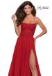 Picture of: A-line Dress with Straight Neckline and Floral Detail in Red, Style: 28600, Detail Picture 1