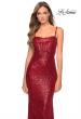 Picture of: Long Sequin Prom Dress with Straight Neckline in Red, Style: 28698, Detail Picture 1