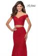 Picture of: Two Piece Lace Gown with Off the Shoulder Top in Red, Style: 28816, Detail Picture 1