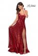 Picture of: Floor Length Sequin Dress with Faux Wrap Skirt in Red, Style: 28909, Detail Picture 1