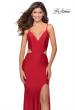 Picture of: Long Jersey Prom Dress with Cut Outs Sides in Red, Style: 28930, Detail Picture 1