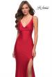 Picture of: V Neck Jersey Fitted Prom Dress with Tie Up Back in Red, Style 29785, Detail Picture 1