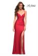 Picture of: Intricate Criss-Cross Ruched Bodice Prom Dress in Red, Detail Picture 1