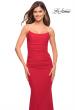 Picture of: Net Jersey Long Dress with Ruching and Diamond Straps in Red, Style: 30701, Detail Picture 1