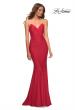 Picture of: Rhinestone Strap Elegant Ruched Jersey Dress in Red, Style: 30712, Detail Picture 1