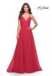 Picture of: Chiffon Dress with Pleated Bodice and Pockets in Red, Style: 31500, Detail Picture 1