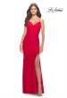 Picture of: Ruched Jersey Dress with Lace Up Back in Red, Style: 31572, Detail Picture 1