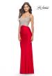 Picture of: Ruched Gown with Rhinestone Bodice and Side Cut Outs in Red, Style: 31606, Detail Picture 1