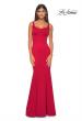 Picture of: Mermaid Jersey Gown with Bustier Top and Lace Up Back in Red, Style: 32268, Detail Picture 1