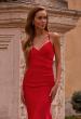 Picture of: Ruched Jersey Mermaid Prom Dress with Rhinestone Neckline in Red , Style: 32918, Detail Picture 1