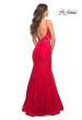 Picture of: Long Mermaid Lace Dress with Back Rhinestone Detail in Red, Style: 28355, Detail Picture 29