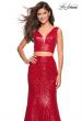 Picture of: Fully sequin Two Piece Floor Length Prom Gown in Red, Style: 27590, Detail Picture 2