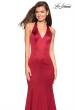 Picture of: Form Fitting Halter Satin Dress with Open Back in Red, Style: 27653, Detail Picture 2