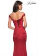 Picture of: Off the Shoulder Form Fitting Dress with Exposed Zipper in Red, Style: 27821, Detail Picture 2