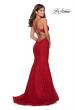 Picture of: Lace Prom Dress with Rhinestones and Strappy Back in Red, Style: 28140, Detail Picture 2