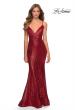 Picture of: Metallic Sequined Mermaid Dress with Lace Up Back in Red, Style: 28469, Detail Picture 2