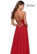 Picture of: A-line Dress with Straight Neckline and Floral Detail in Red, Style: 28600, Detail Picture 2