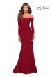 Picture of: Off the Shoulder Long Sleeve Jersey Prom Dress in Red, Style: 28754, Detail Picture 2