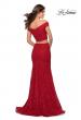 Picture of: Two Piece Lace Gown with Off the Shoulder Top in Red, Style: 28816, Detail Picture 2