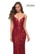 Picture of: Gorgeous Sequin Dress with V Neck and Open Back in Red, Style 29872, Detail Picture 2