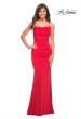 Picture of: Ruched Net Jersey Gown with Square Neckline in Red, Style: 30493, Detail Picture 2