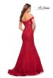 Picture of: Mermaid Lace Off the Shoulder Gown with Sheer Back in Red, Style: 30564, Detail Picture 2