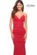 Picture of: Rhinestone Strap Net Jersey Dress with Ruching in Red, Style: 30793, Detail Picture 2